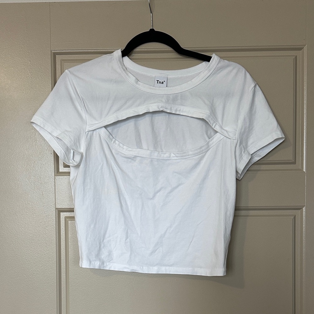 TNA White Cut-Out Crop Top